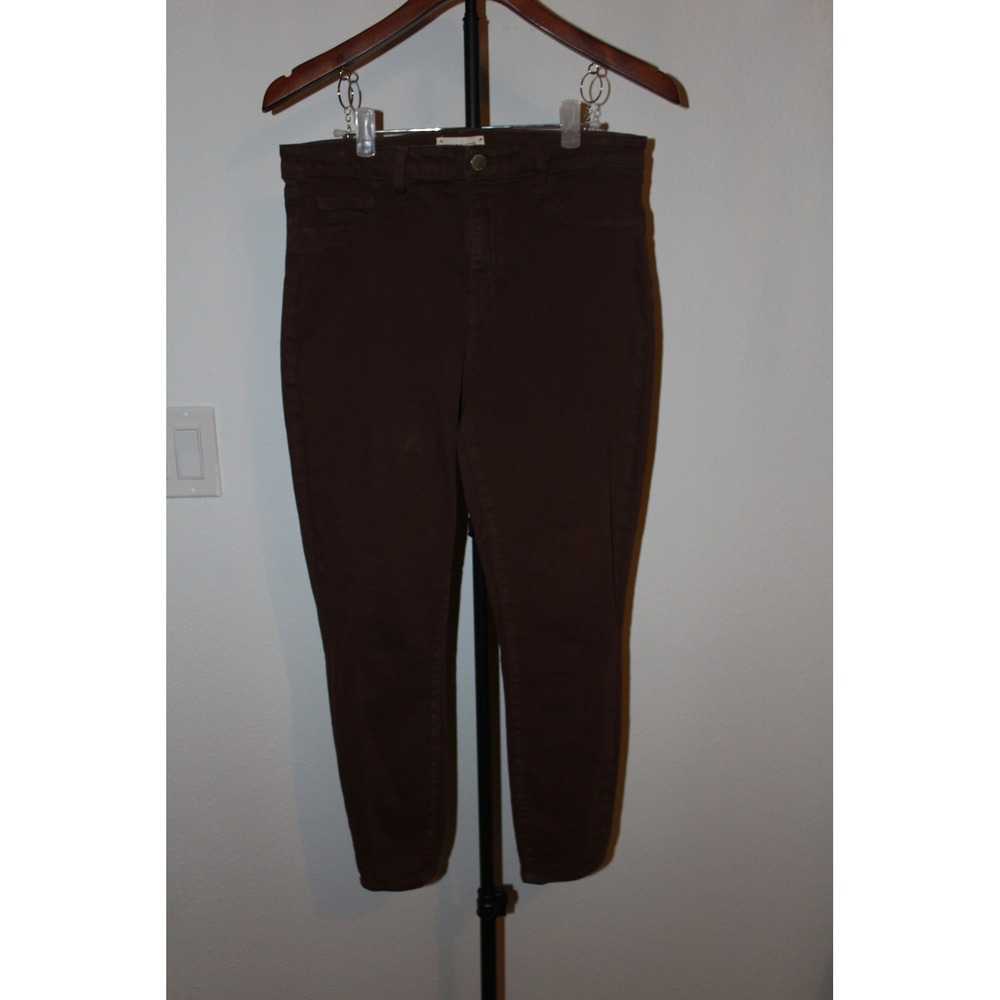 L'AGENCE Margot High Rise Skinny Jeans Dark Mocha Coated Brown Size 31
